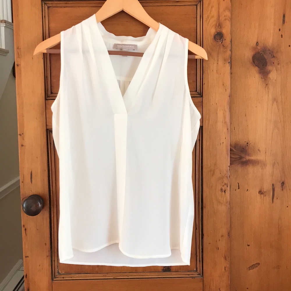 Cream silk v neck blouse